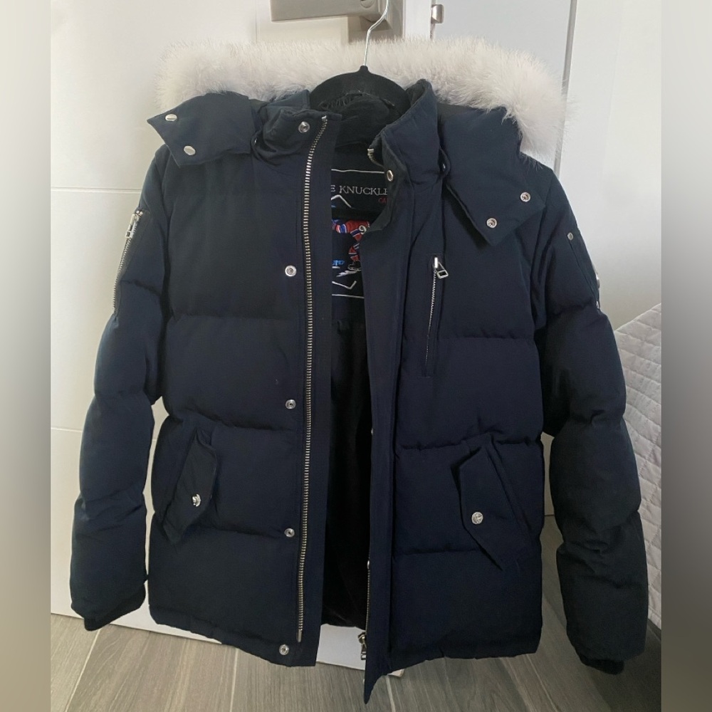 Kids Moose Knuckles Navy Blue Puffer Jacket